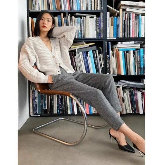 Aritzia Babaton Conan Cashmere Wool Stretch Dress Pant Crop Trousers Plaid Check - Picture 2 of 16